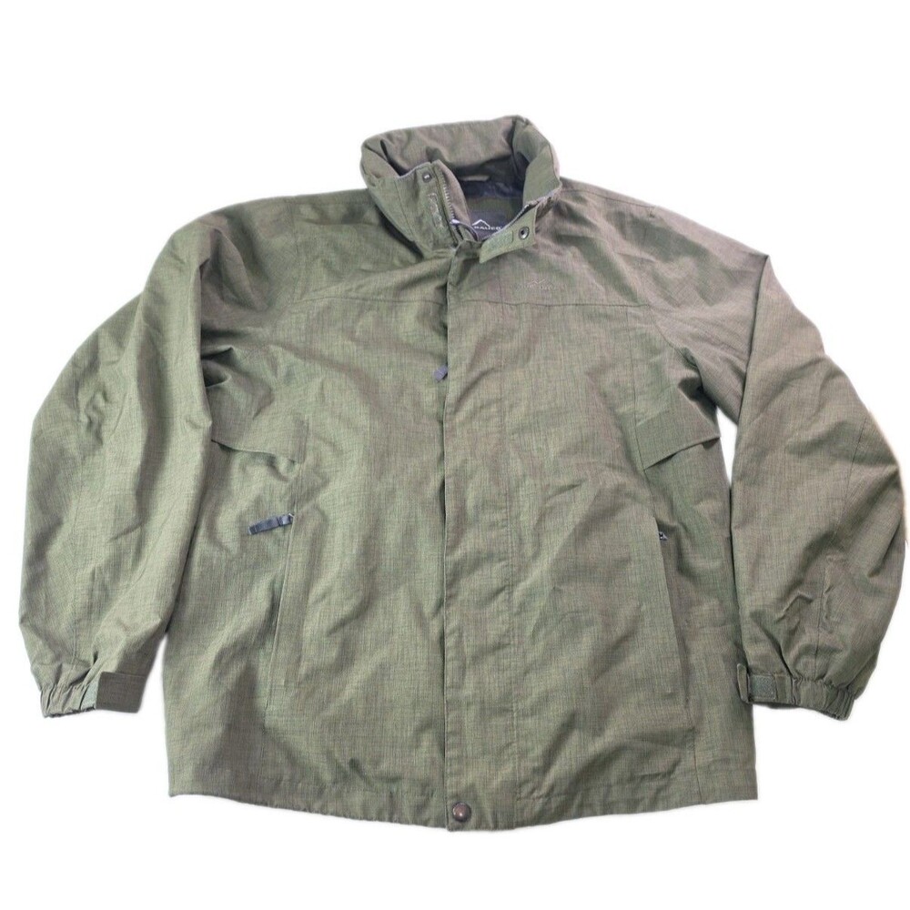 Eddie Bauer Men’s L WeatherEdge Waterproof Wind Jacket Olive Green Insulated